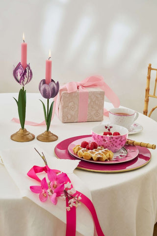 Set/2 Candelabros Tulipán Metal Lila